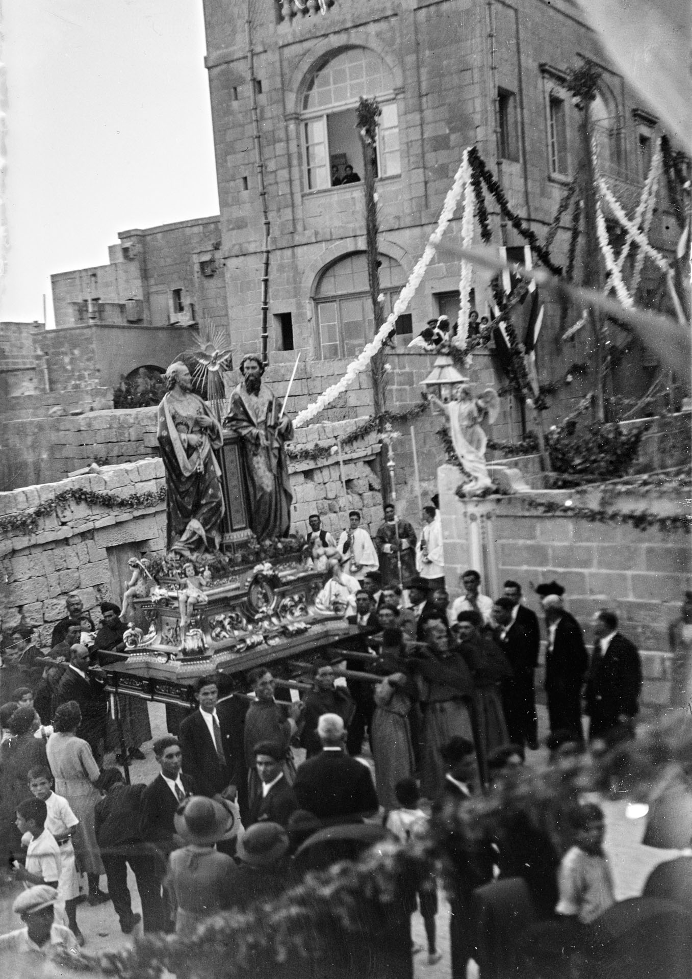 Mnarja festivities being celebrated in Nadur, 1920s.
