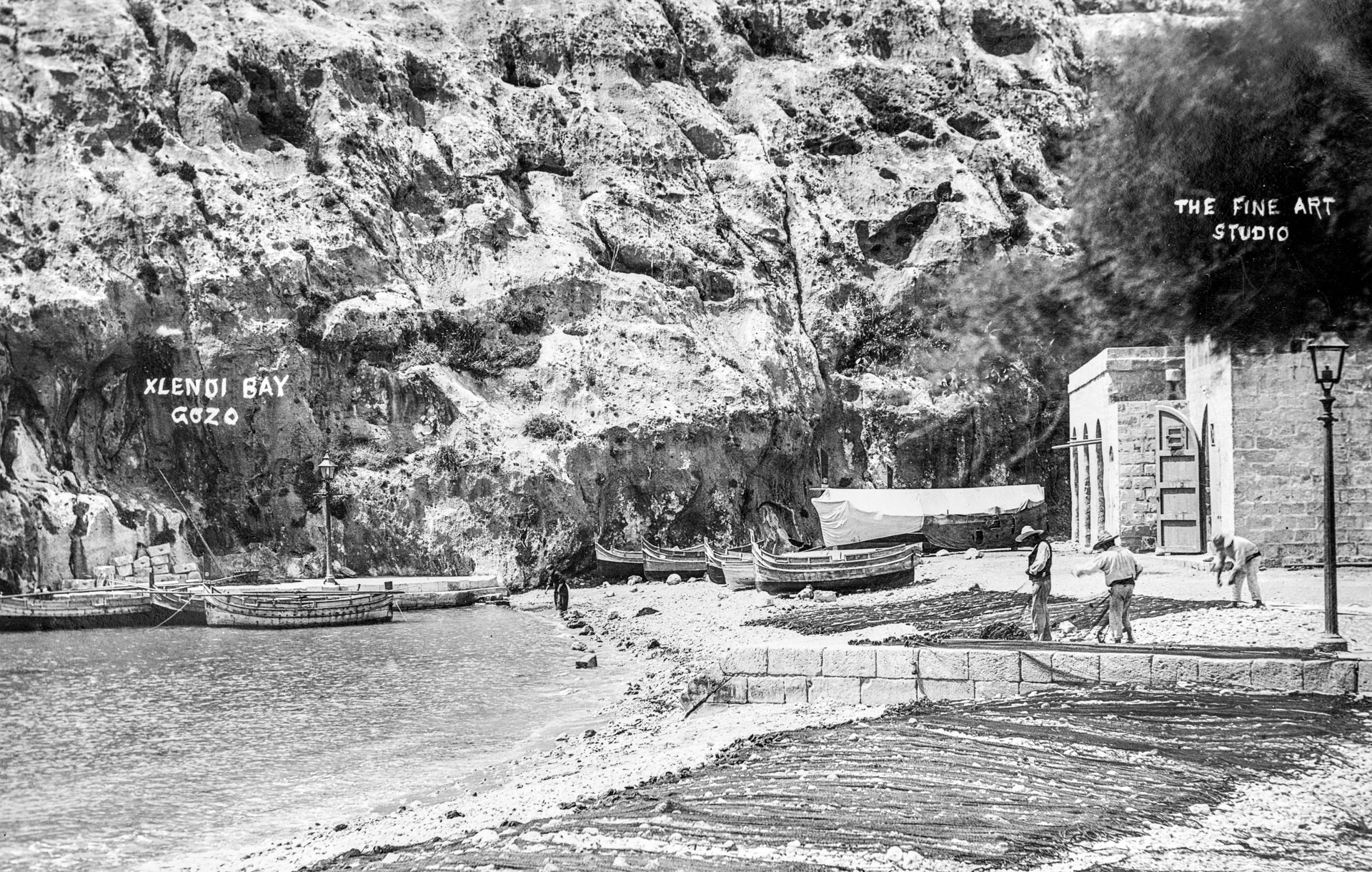 A view of the left side of Xlendi Bay captured by Antonio Serracino, of Fine Art Studio fame, circa 1920.