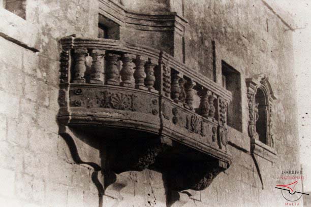 Stone balcony on Strada Corsa