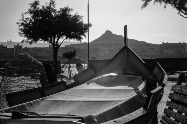 A masterful composition of fishing boats in Marsalforn, as captured by Guido Stilon in the 1960s.