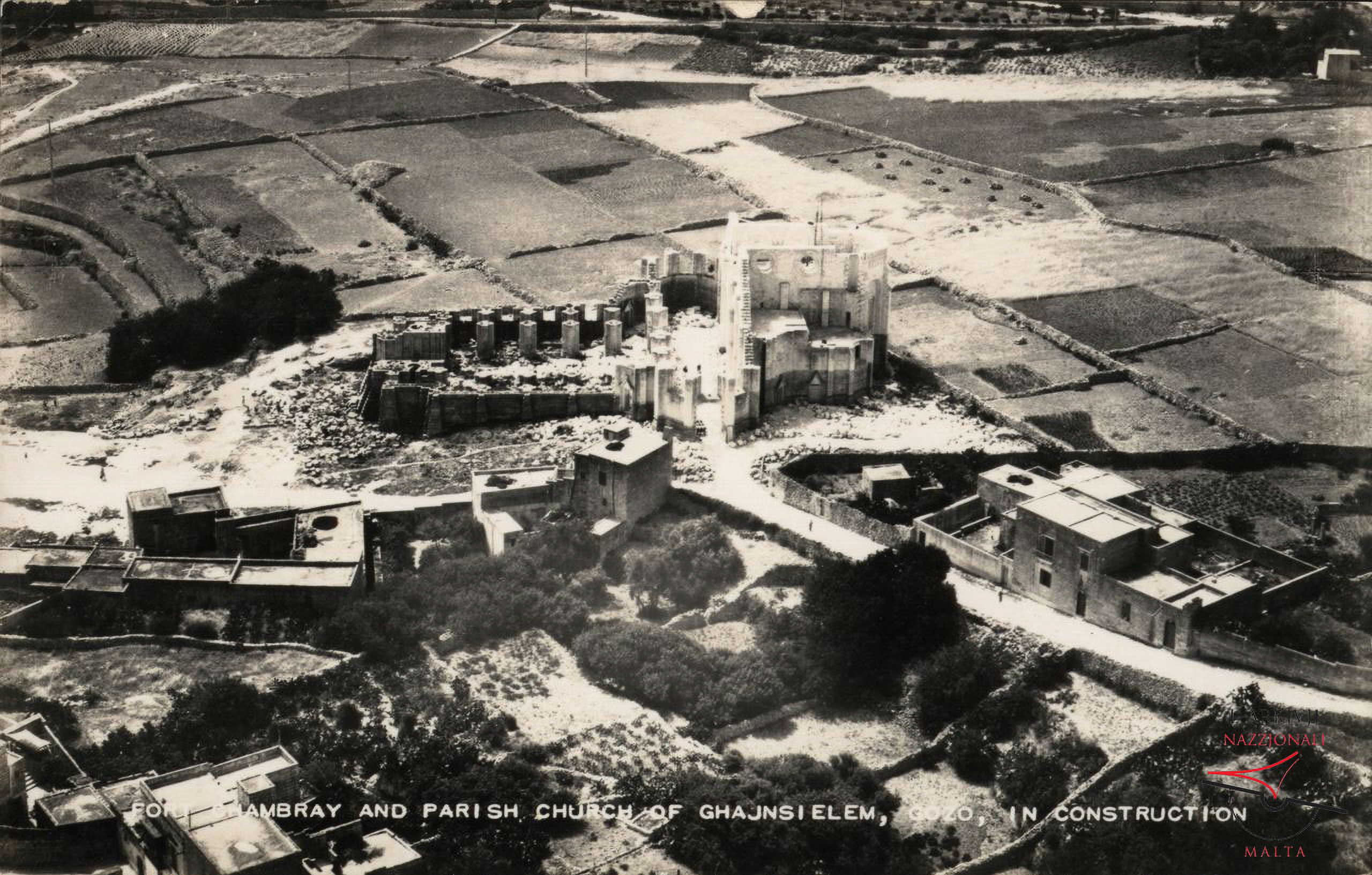 Għajnsielem Parish Church under construction