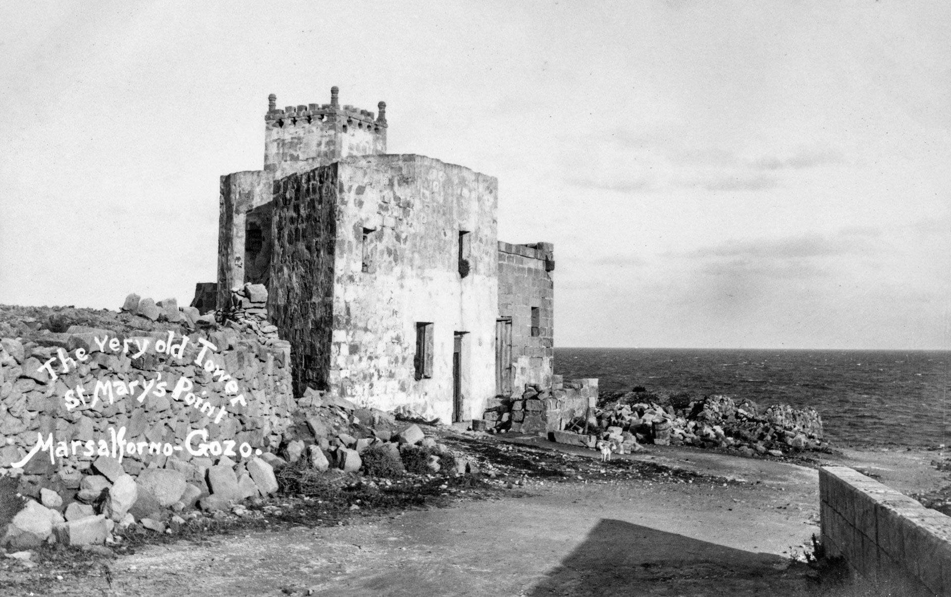A rare image of an edifice at St Mary's point by Salvatore Lorenzo Cassar.