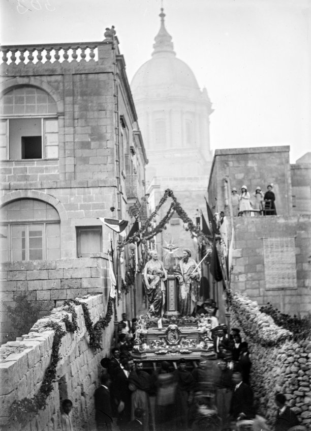 Mnarja festivities being celebrated in Nadur, 1920s.