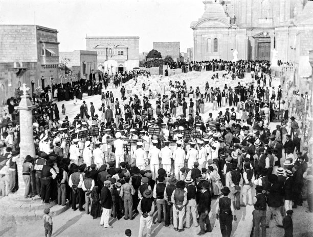 Mnarja festivities being celebrated in Nadur, 1920s.