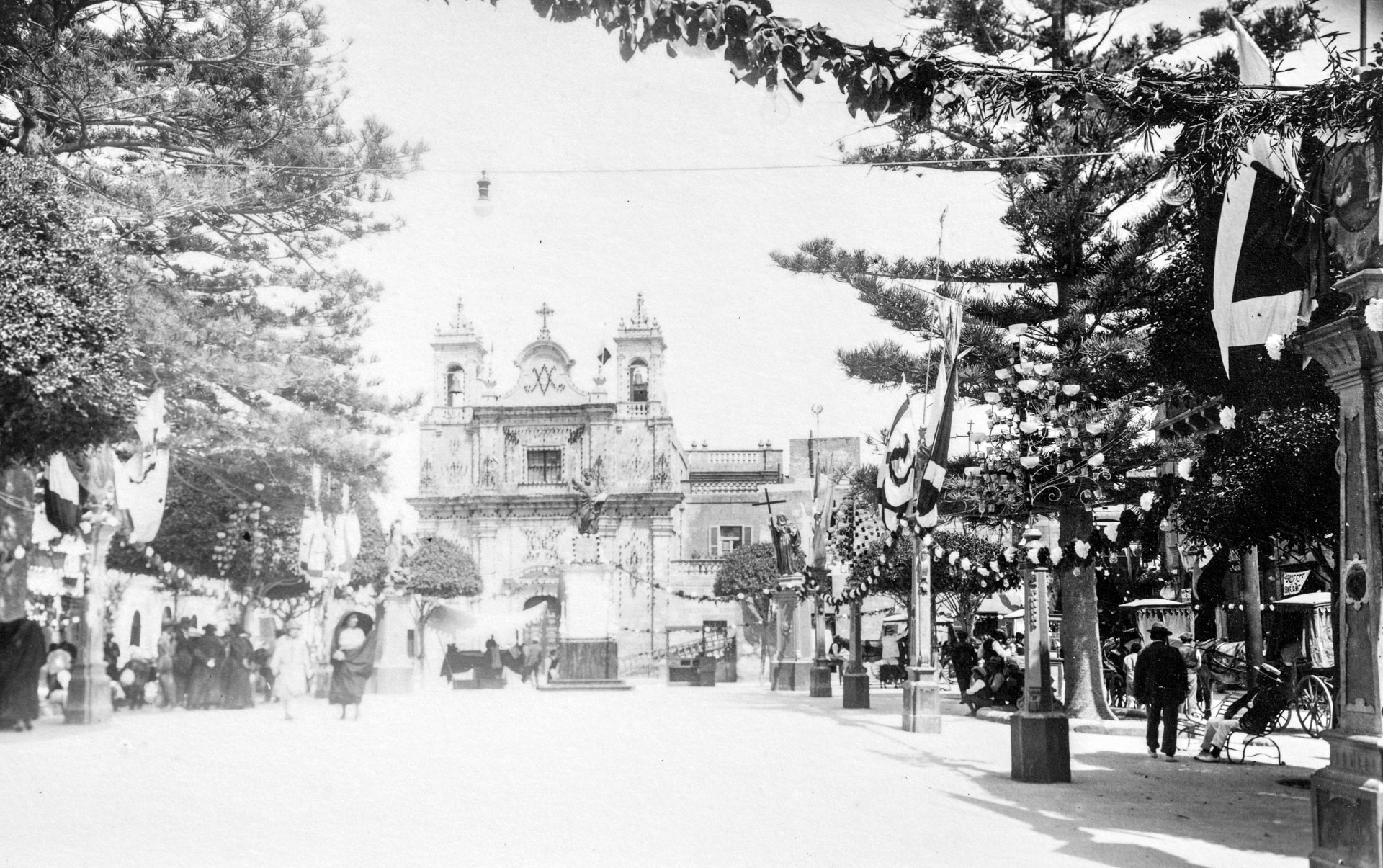 It-Tokk square bedecked for festivities; photographer unknown.