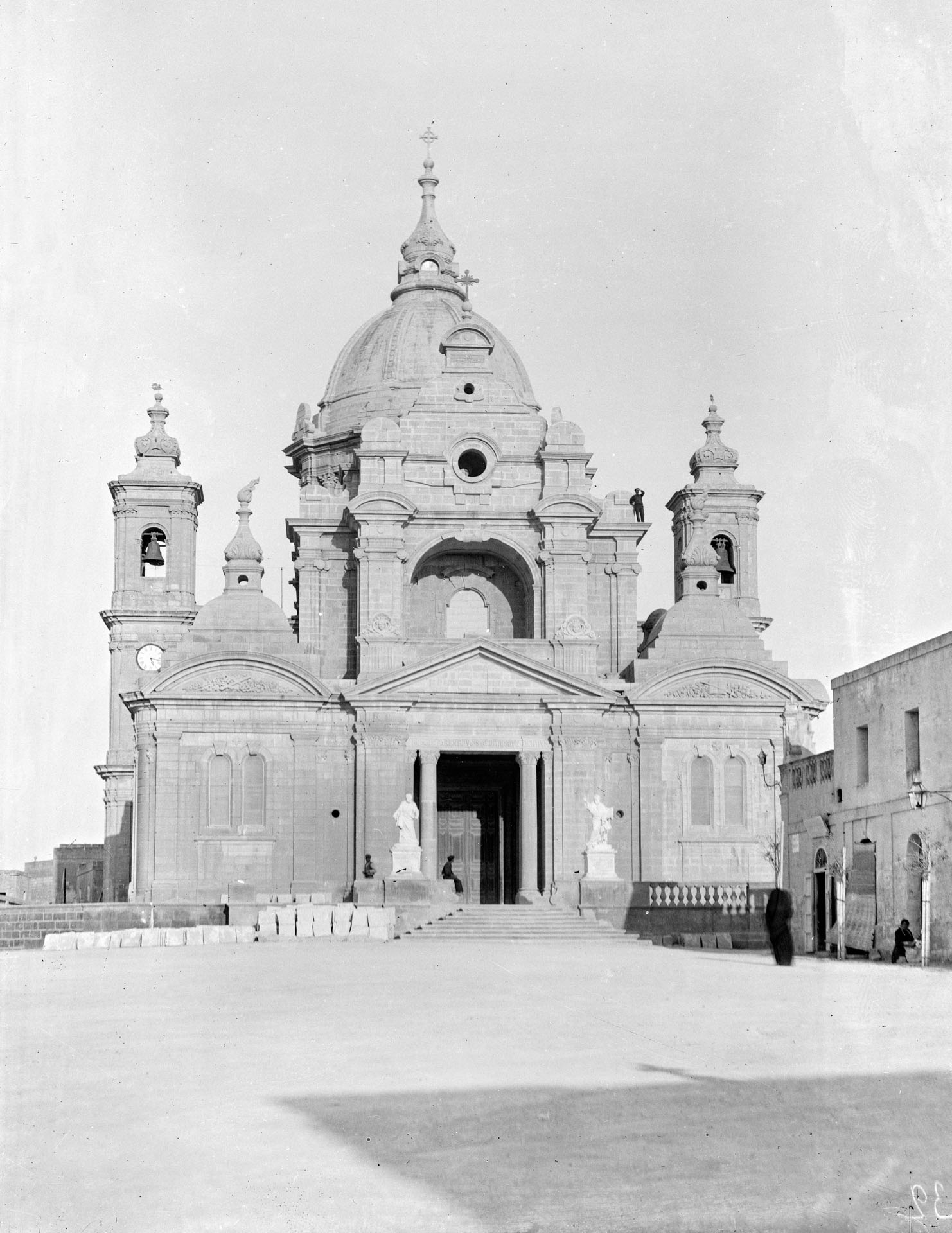 The completion of the cupola of the Nadur parish, circa 1920s; attributed to Emanuele Sciortino.