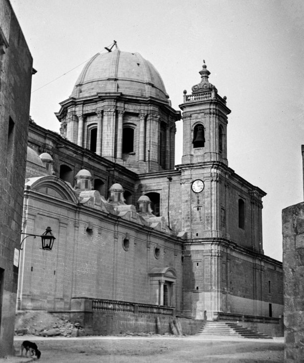 The completion of the cupola of the Nadur parish, circa 1920s; attributed to Emanuele Sciortino.