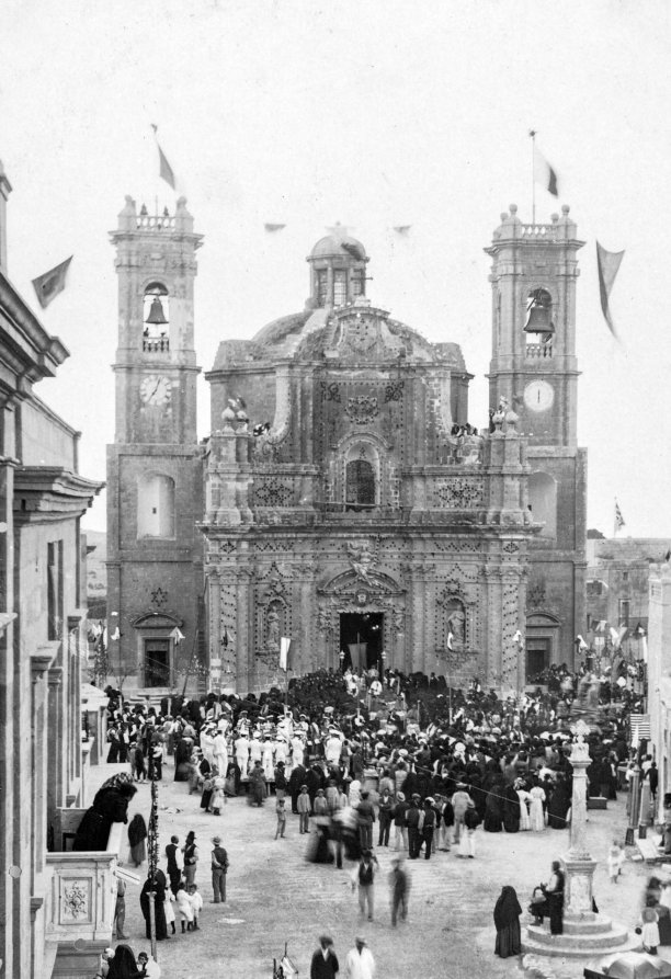 The festivities being celebrated at the parish church of Gharb, or Garbo as it was renowned; photographer unknown.
