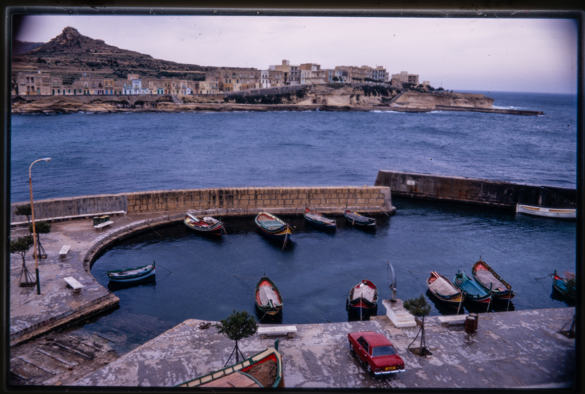 Marsalforn Menqa captured from the Calypso Hotel in 1971 by Uno Karlsson.