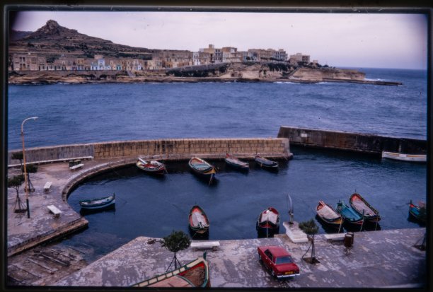 Marsalforn Menqa captured from the Calypso Hotel in 1971 by Uno Karlsson.