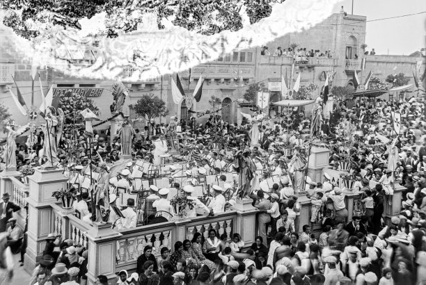 Mnarja festivities being celebrated in Nadur, 1920s.