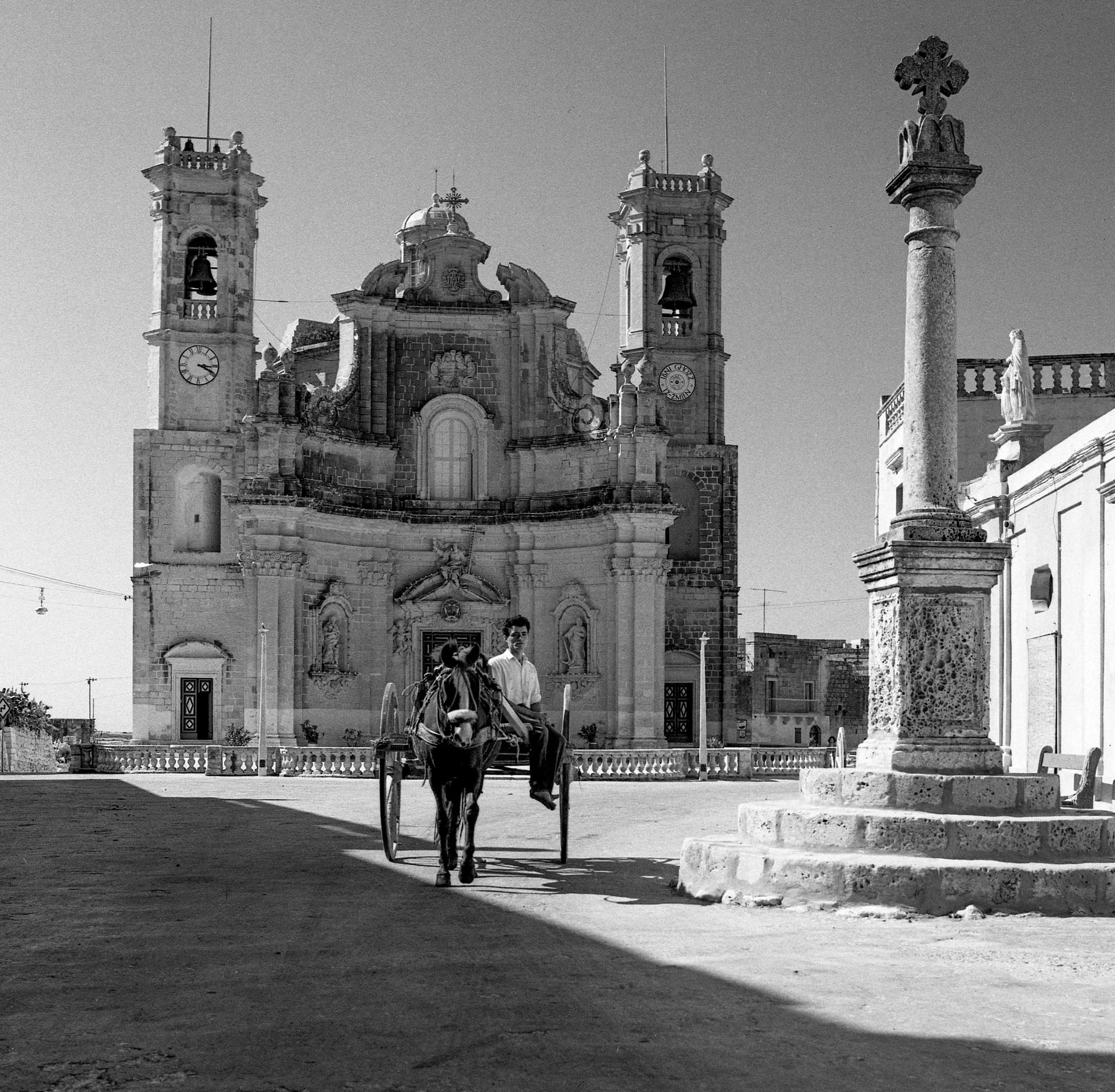 The faade of the parish church of Gharb, as captured by David Wrightson in October 1964.
