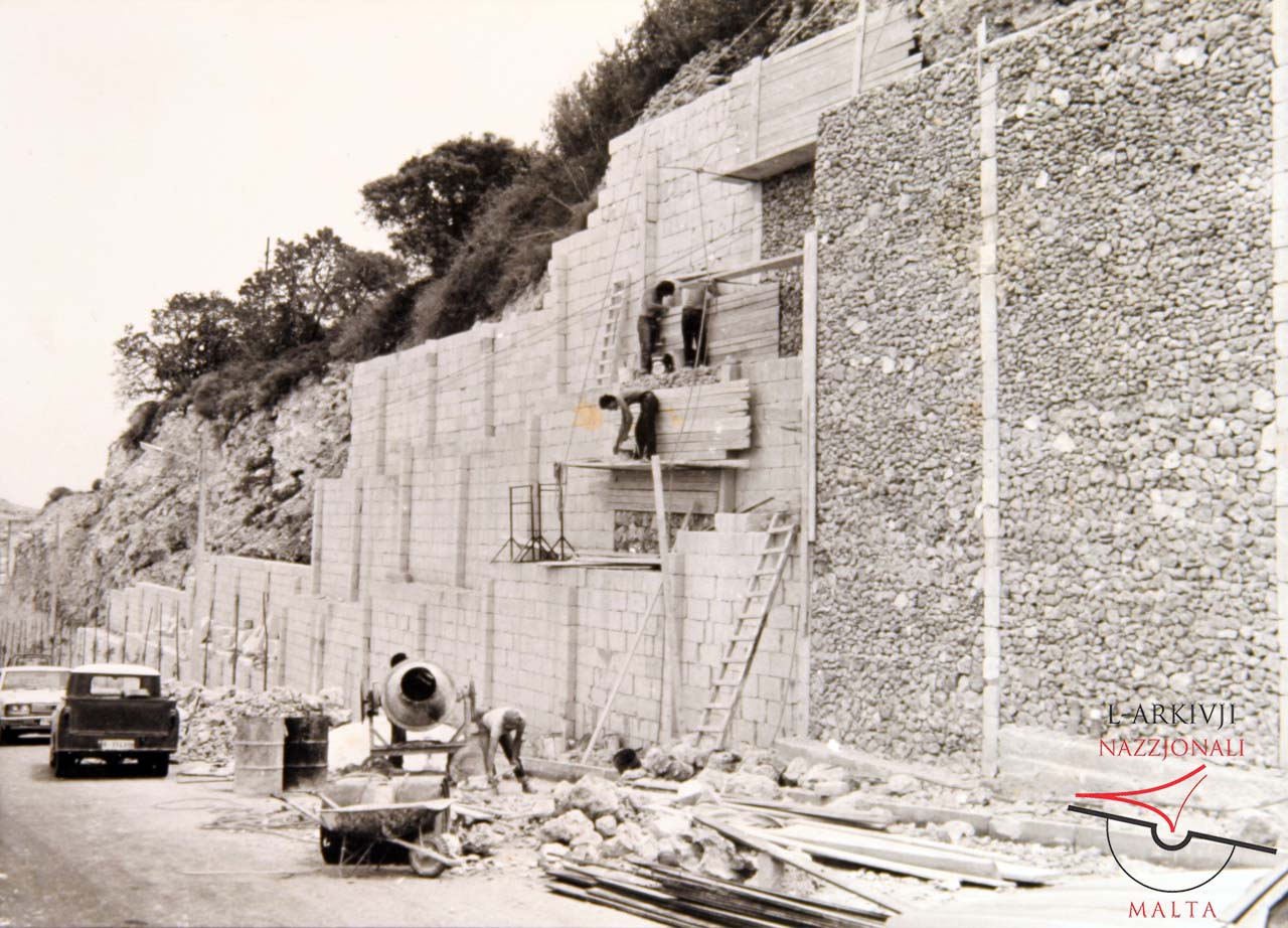 Road widening and wall construction