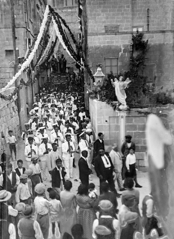 Mnarja festivities being celebrated in Nadur, 1920s.