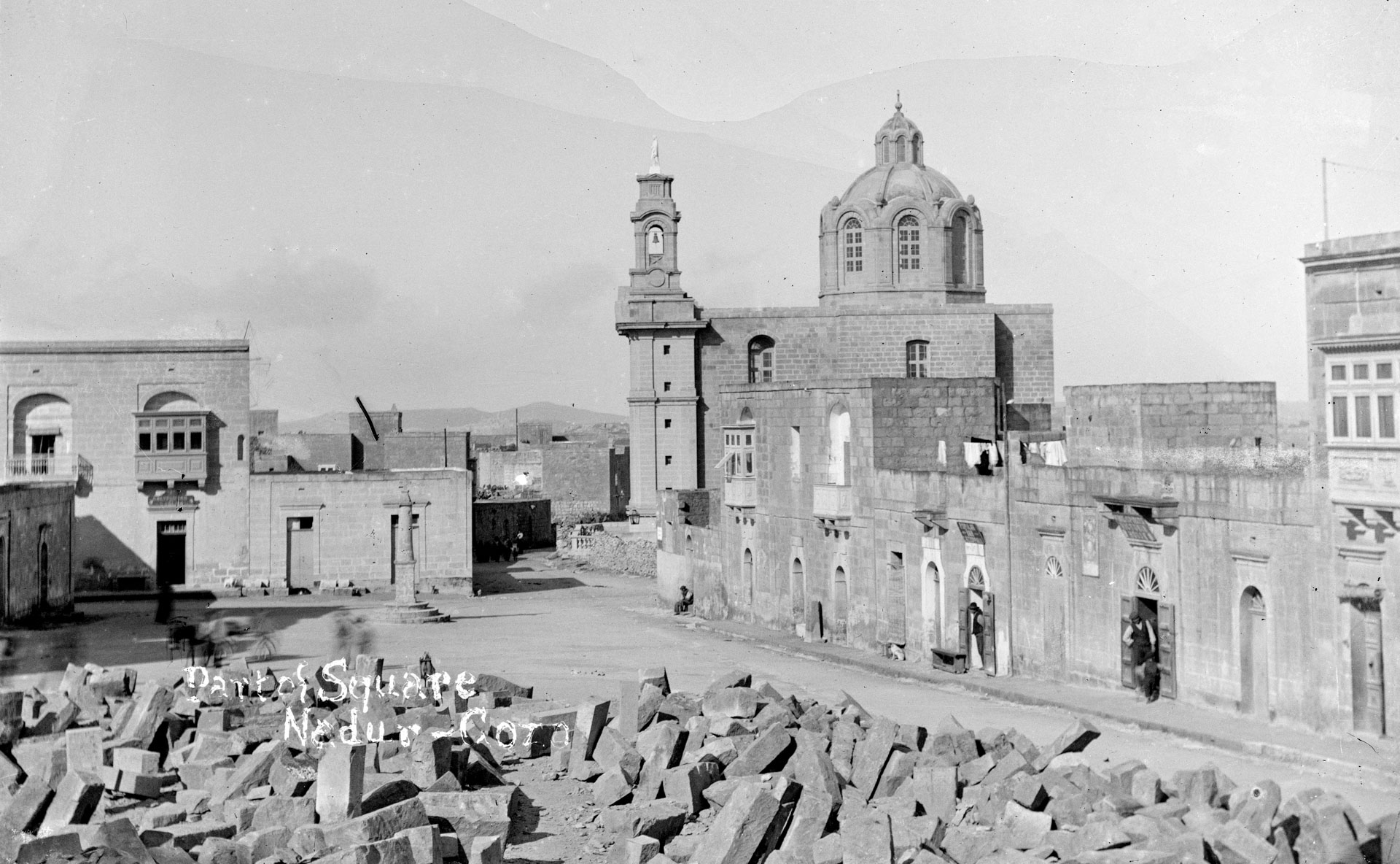 The completion of the cupola of the Nadur parish, circa 1920s; attributed to Emanuele Sciortino.
