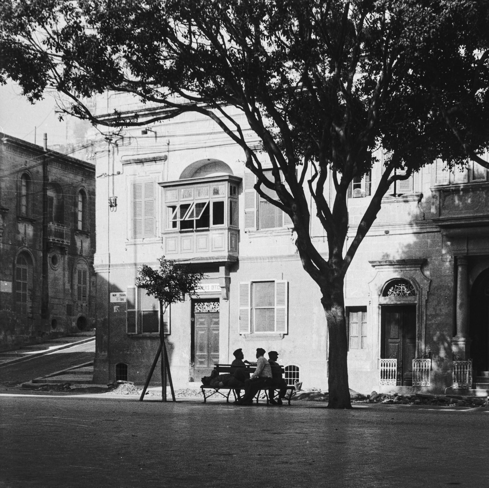 An afternoon chat in the shade of the trees at Piazza t-Tokk in Victoria in 1964, captured by Guido Stilon. Courtesy of Grace Cilia Vincenti & National Archives of Malta.