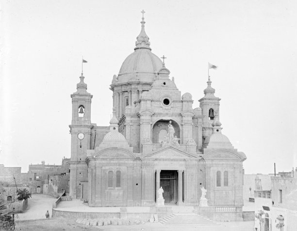 The completion of the cupola of the Nadur parish, circa 1920s; attributed to Emanuele Sciortino.