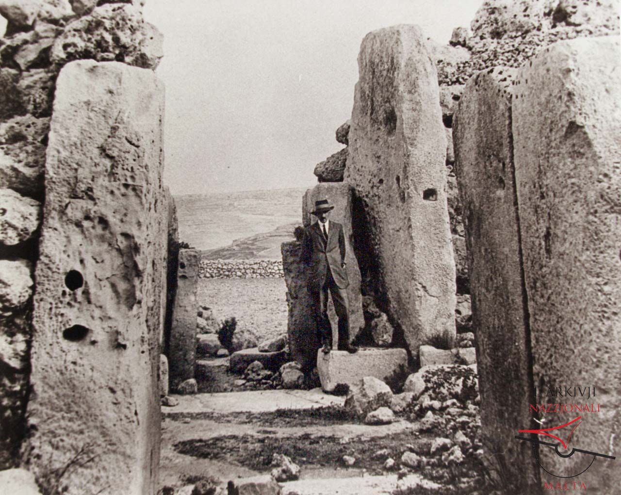 Ġgantija's South Temple entrance view