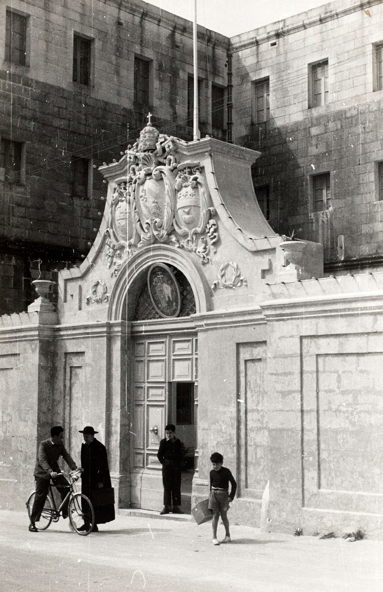 An idyllic street view in front of the Seminary in Victoria, Gozo; photographer unknown.